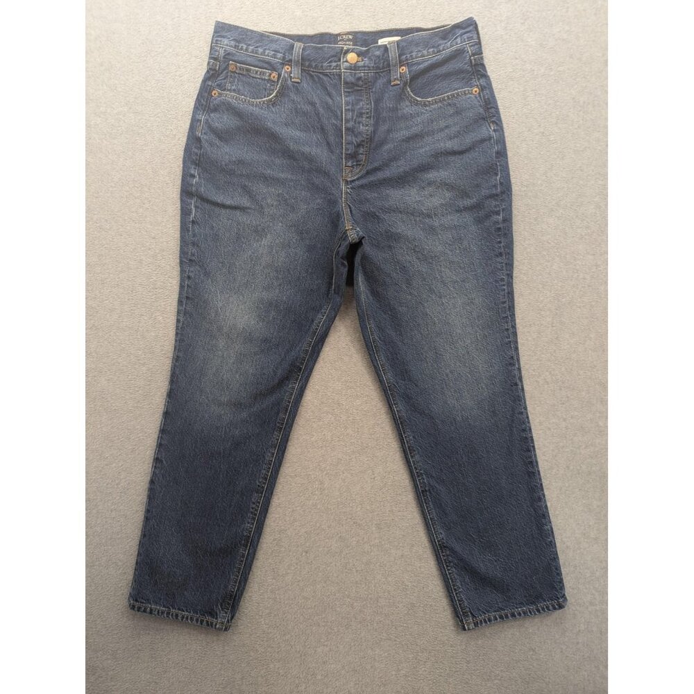 J Crew Jeans Womens 31 Blue High-Rise Straight Premium Edition Button Fly Denim